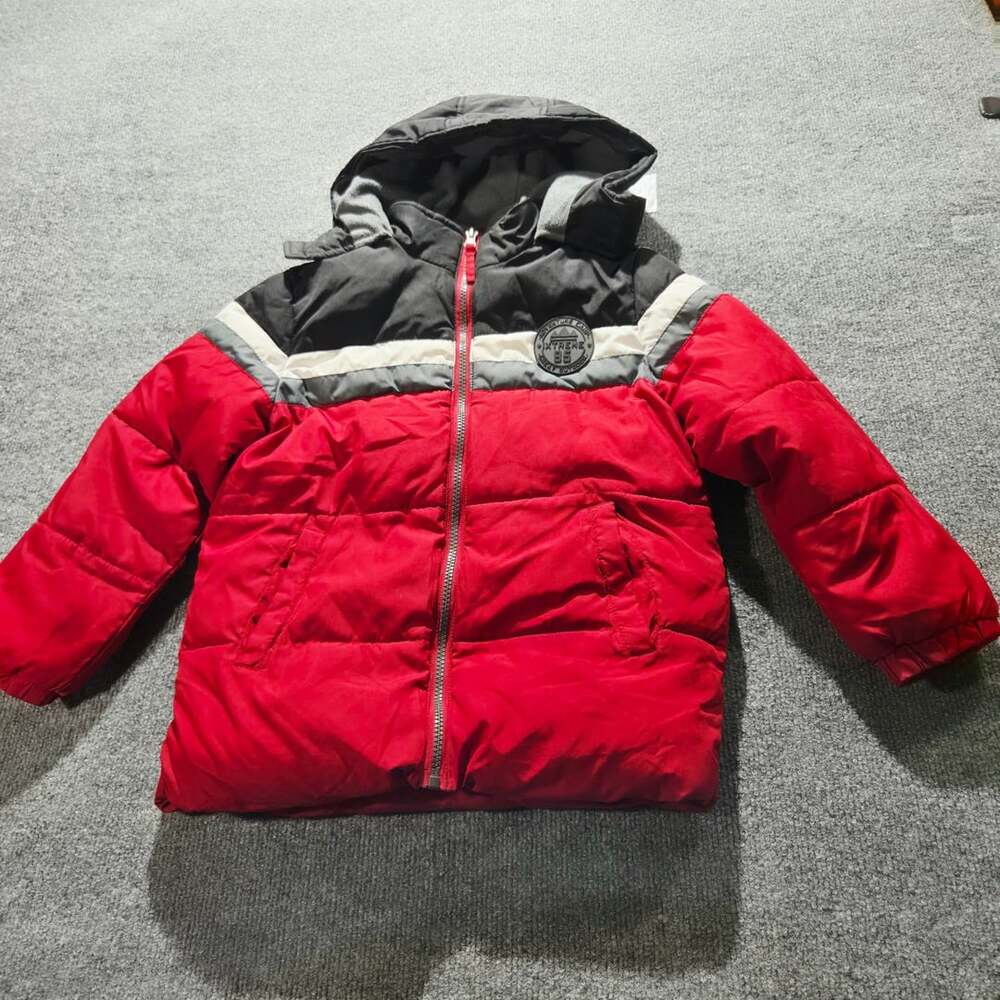 iXtreme Puffer Jacket Size 5/6 Red Black Colorblock Winter Coat